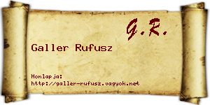 Galler Rufusz névjegykártya